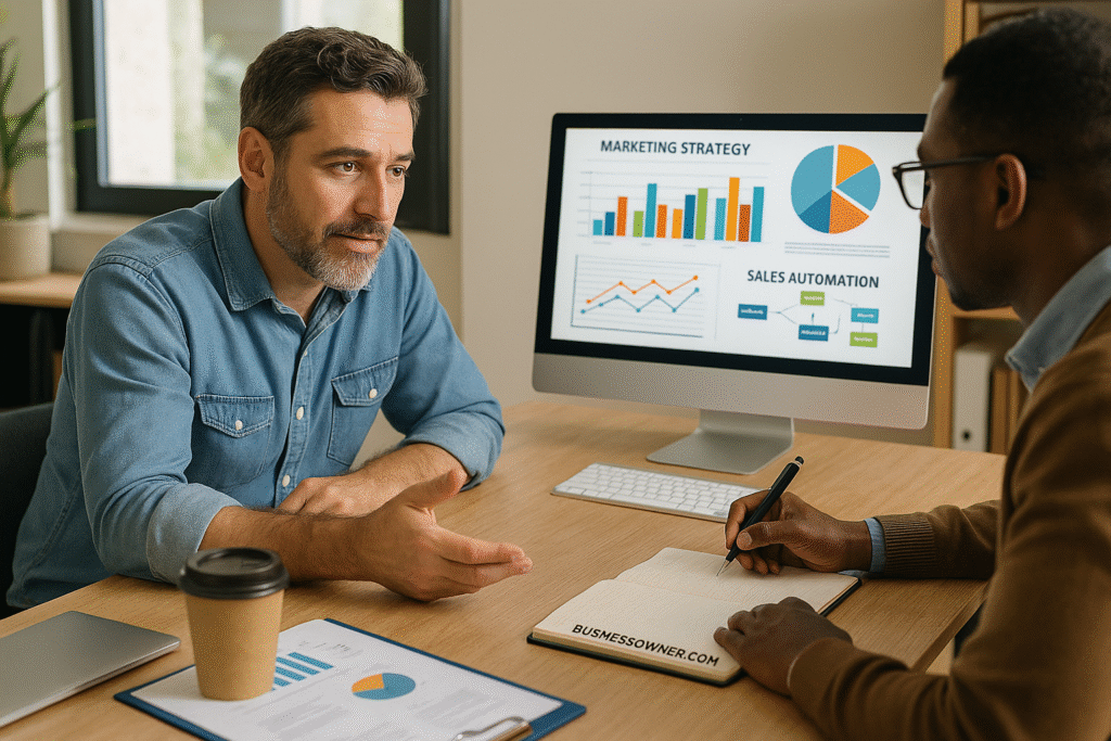 Team using automation software to track sales leads with BusinessOwner.com