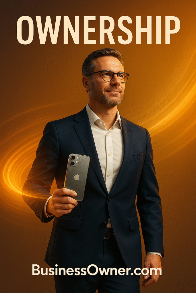 Business owner holding iPhone Air, symbolizing ownership and legacy