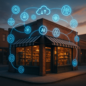 Graphic of a secure AI compute enclave showing privacy protected data processing